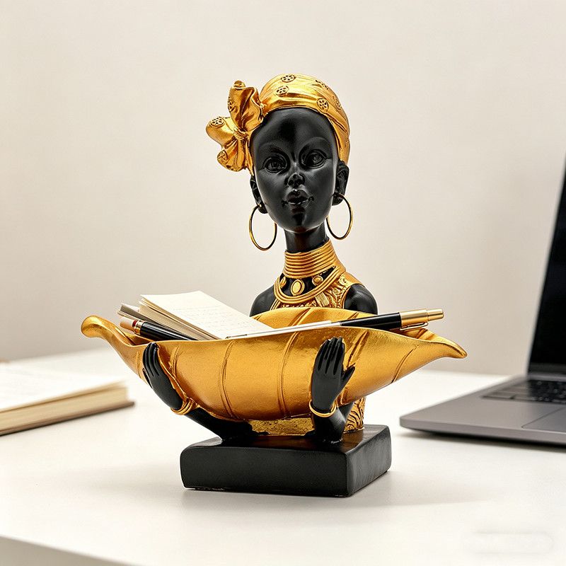 Body Jewelry Holder - Statue en résine Femme Africaine avec
