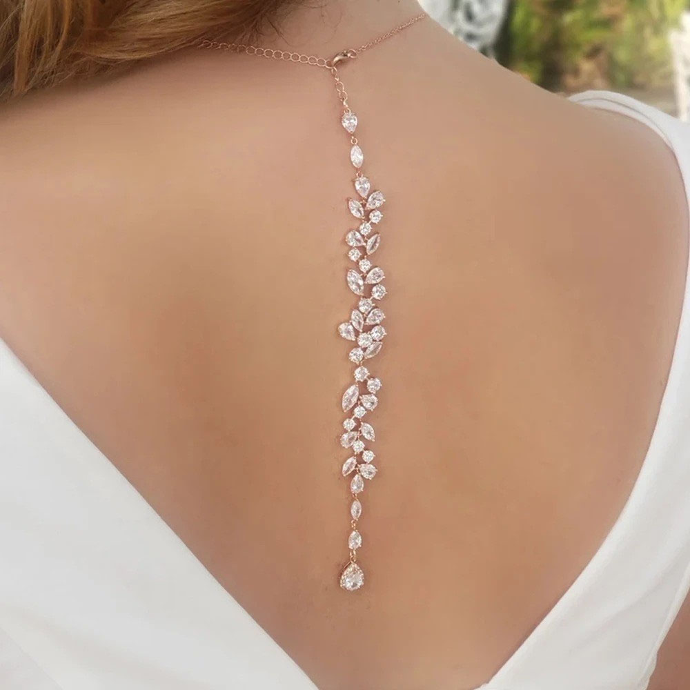Body Jewelry Back - Chaîne de corps en argent feuille
