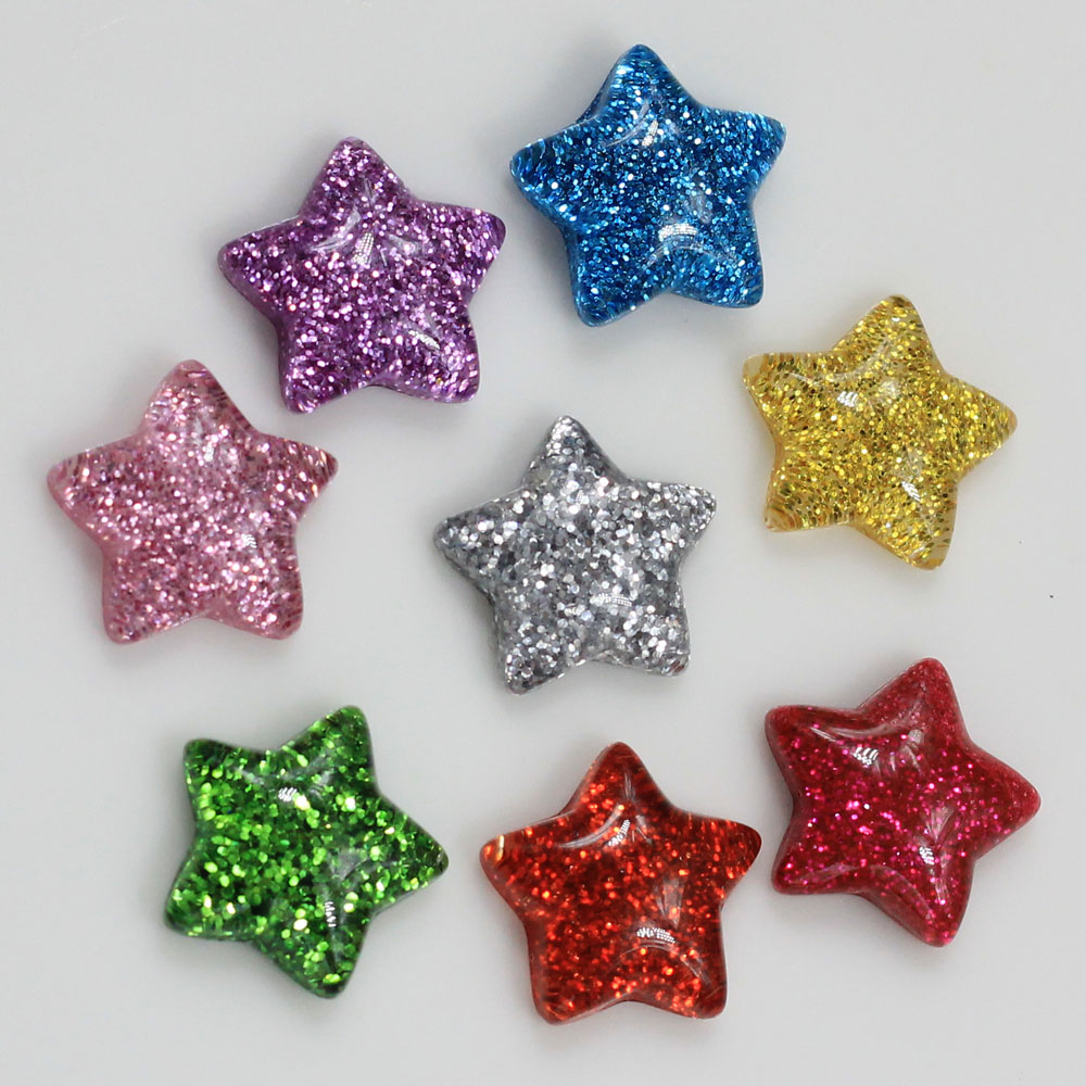 Star Flat Back - Cabochons étoiles scintillantes en résine, cabochons