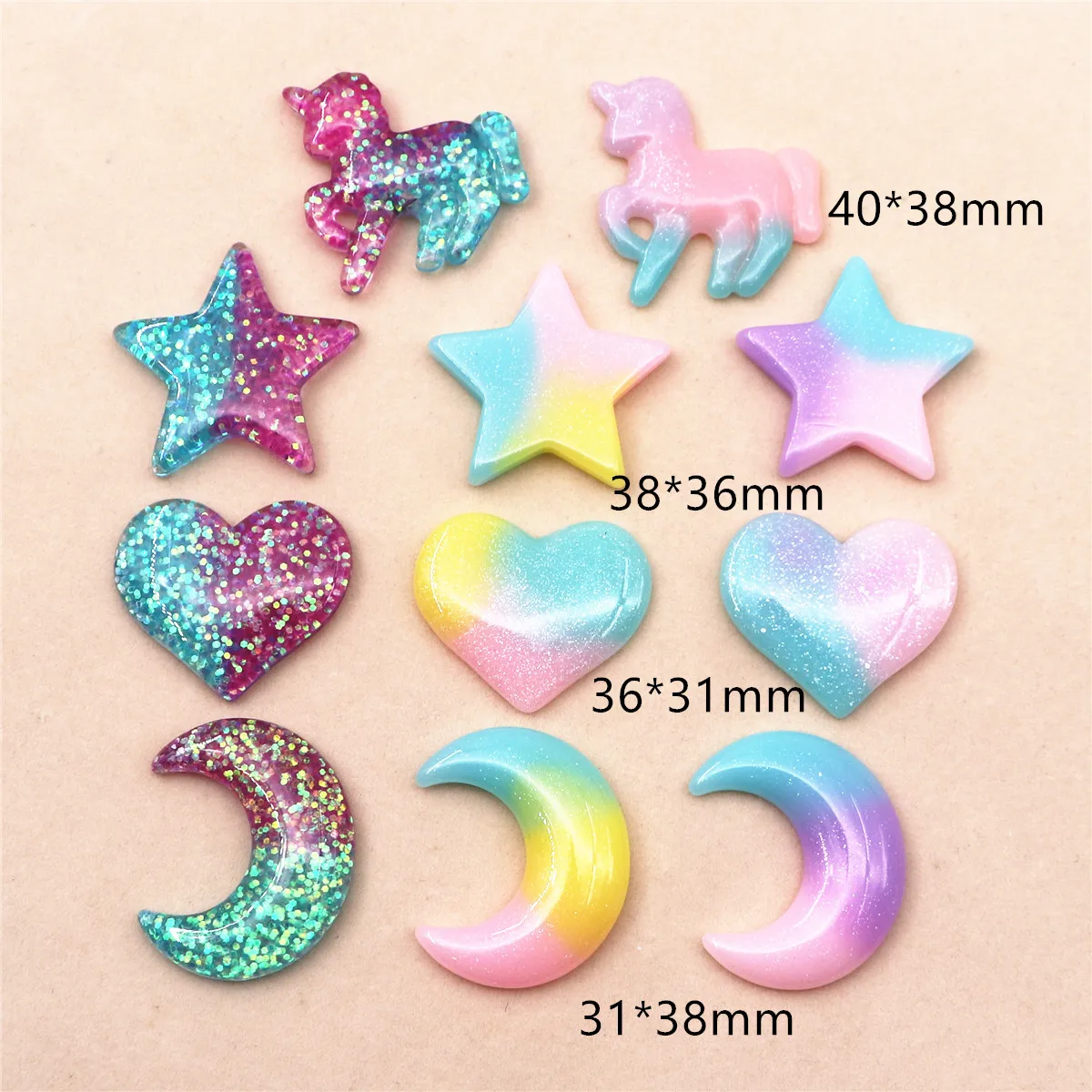 Star Flat Back - 10 pièces de cabochons adorables en