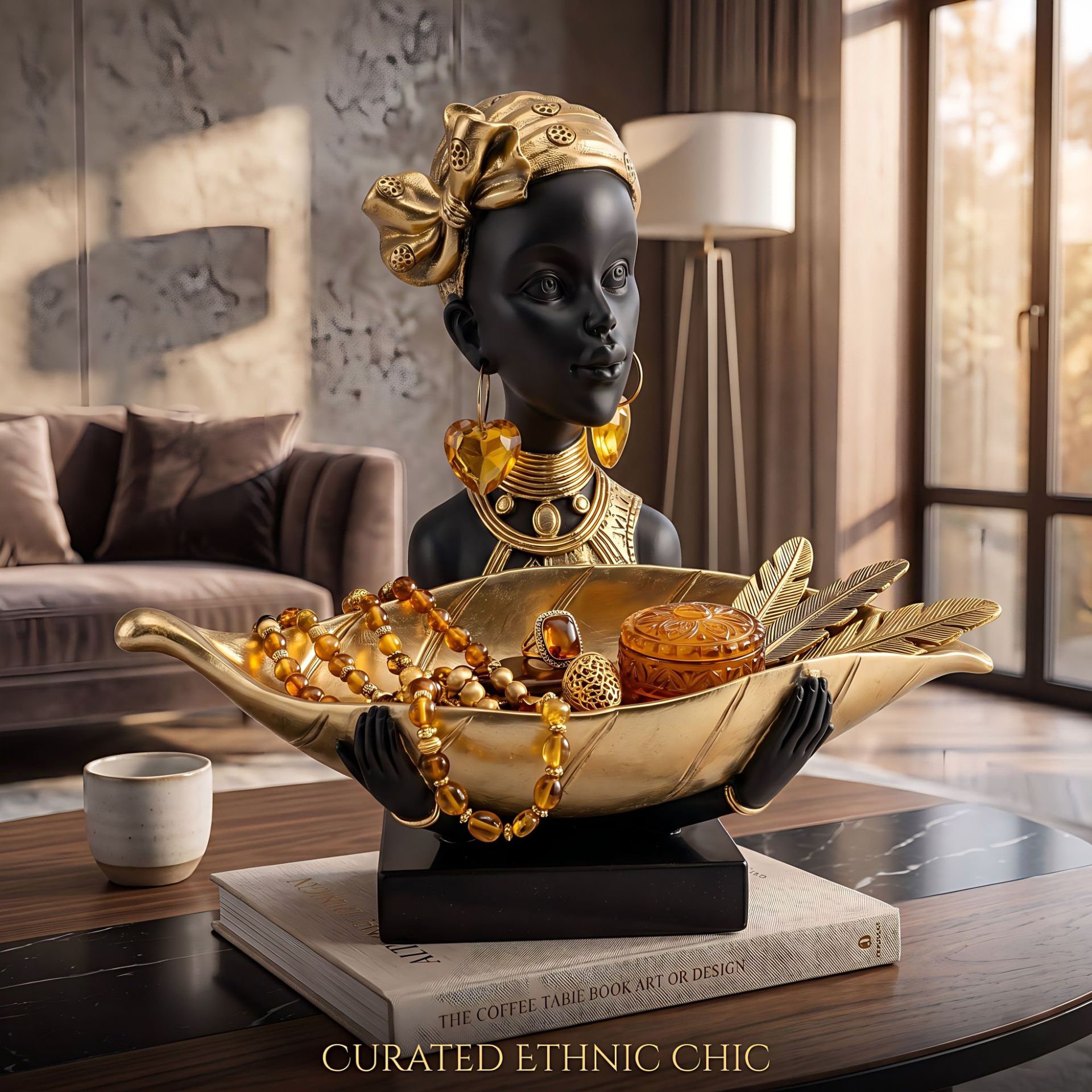 Statue en résine Femme Africai - Body Jewelry Holder avis et prix