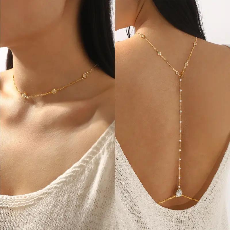 Collier chaîne arrière en zirc - Body Jewelry Back avis et prix